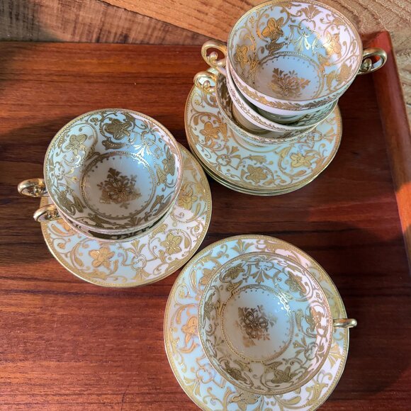 Rare Antique Nippon Hand-painted Gold Bone China Tea Set - Picture 6 of 7